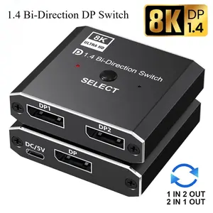 XMSJSIY DisplayPort Switch 8K Bi-directional DP Switcher 1 in 2 out / 2 in 1 out Versatile Usage High Speed Splitter DP Switch Converter Use DP Version 2.1 Cable Supports 8K@60Hz for Monitor Laptop HDTV