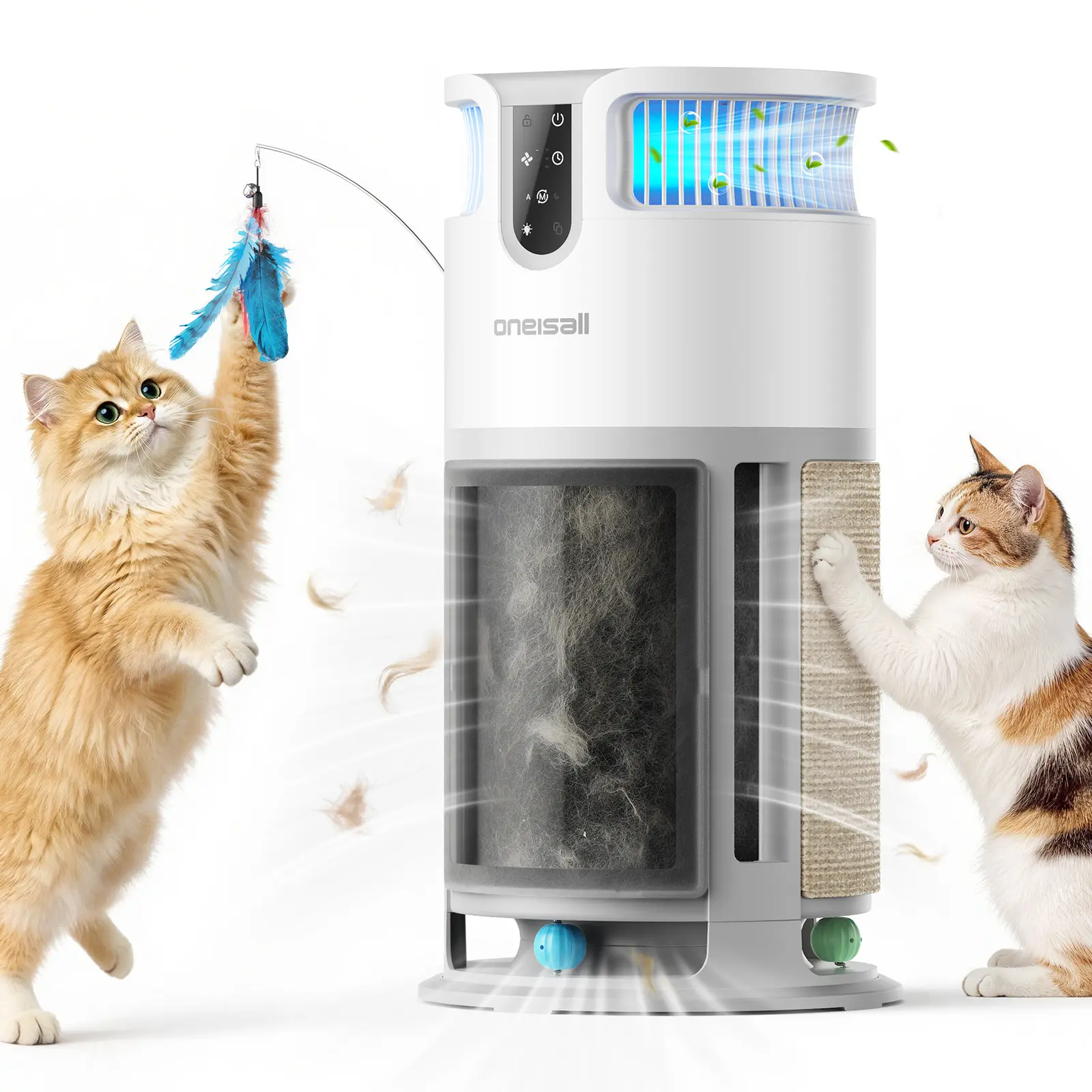 Oneisall H13 HEPA Washable Filter Air Cleaner with PM2.5 Display, 3000 Ft² Large Pet Air Purifier for Home,  360° Airflow, Auto Mode, Pet Odor & Hair Removal for Allergies Smoke Dust, Built-in Cat Toy, PP04 Summervibes Petlovers summerwins