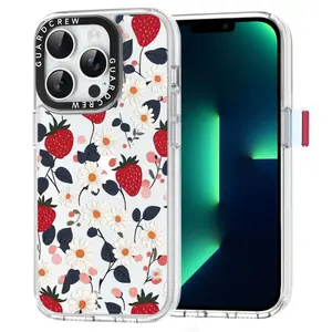 GuardCrew iPhone 13 Pro Case Daisy Strawberry Design for iPhone 13 Pro [Crashproof 11FT Military-Grade Drop Protection] Silicone Shockproof TPU Bumper Clear Slim Phone Case