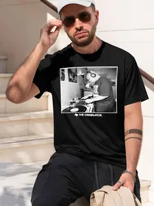 DJ Screw 2026 new model Black/White Tee Stylish & Comfortable Loose Crew Neck Short Sleeve T-shirts Versatile On Trend Eye Catching Printed Graphic Casual Tee for Daily Wear Outings & Leisure