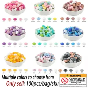 100pcs Silicone Flat Bead Abacus Beads Set, DIY Jewelry Making Supplies for Necklaces Bracelets Keychains Crafts, DIY Jewelry Accessories, Beading Accessories, Diy Mix Beads, Non-Toxic Material, Artificial