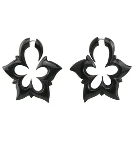 Flower Horn Fake Gauge Earrings