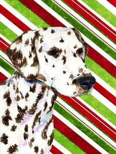 212 MAIN 11x15 In. Dalmatian Candy Cane Holiday Christmas Garden Flag, Dalmatian Theme, Outdoor Garden Decor