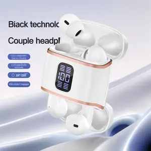 Black Technolo 2026 Model TWS Couple Bluetooth Earbuds, Wireless 5.4 Low Latency Gaming Headphones with Stereo Sound, Touch Control, IPX5 Waterproof Sports Earbuds for Daily Commute & Couples