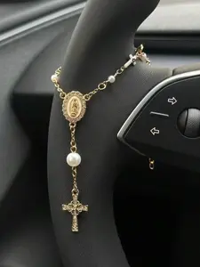 1pc Retro Steering Wheel Rosary Ornament, Ladies' Bracelet， Rosary Car Pendant Accessory, Car Decor, Car Hanging Decoration, Car Pendant, Unique Fashion Car Pendant Decoration, Car Accessories