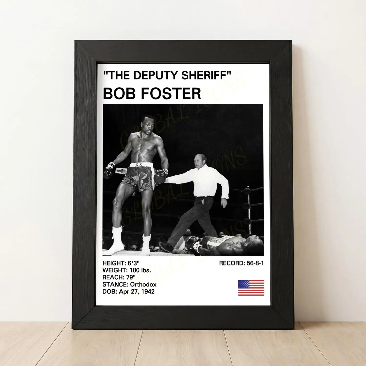 Bob Foster Boxing Poster: Vintage Print, Boxing Gift