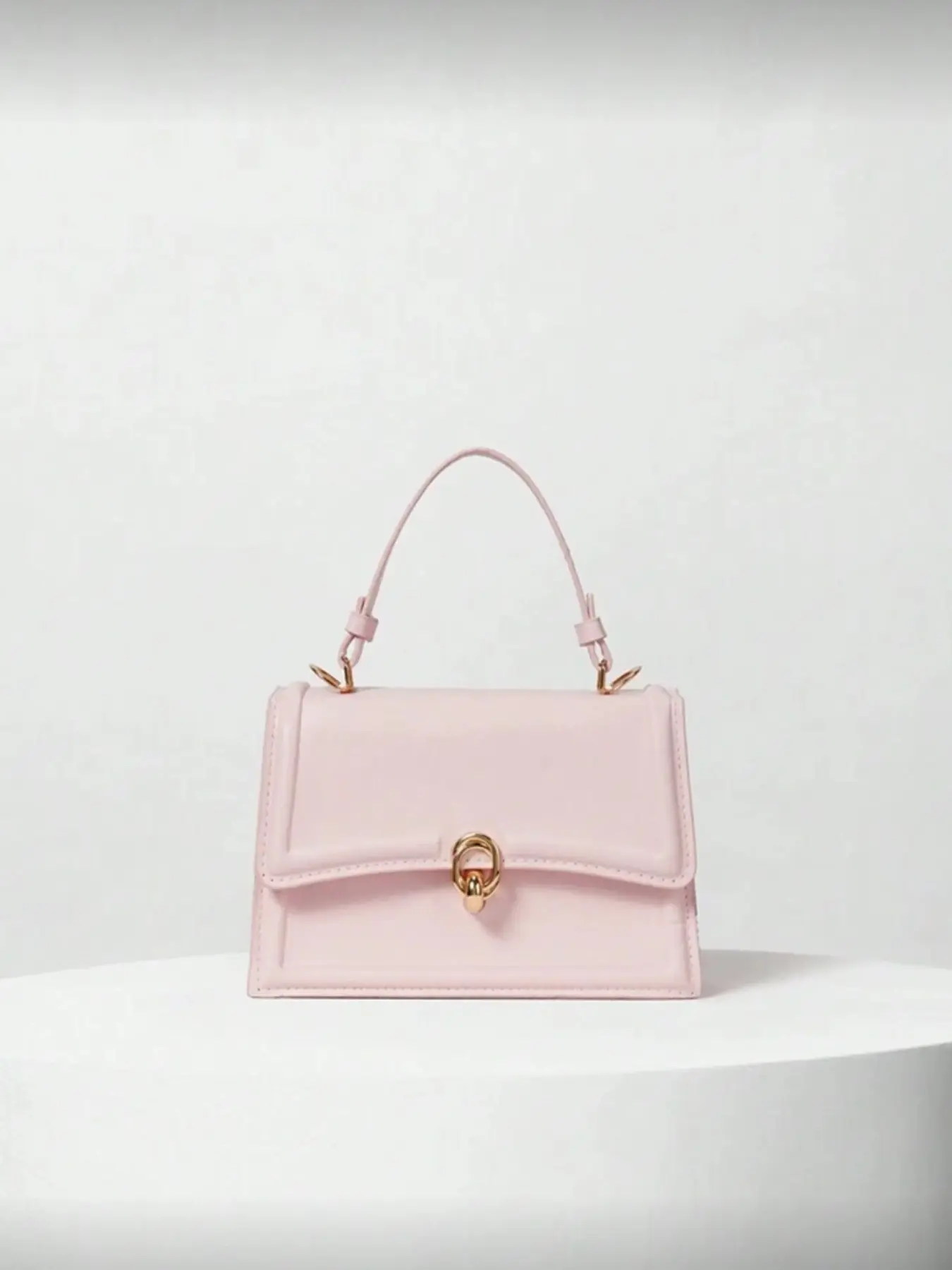 Clariva Elegant Solid Color Fashion Handbag Casual Shoulder Purse Retro Flap Purse For Women PU Crossbody Shoulder Bag With Top Handle Valentines Winter Gifts Pink