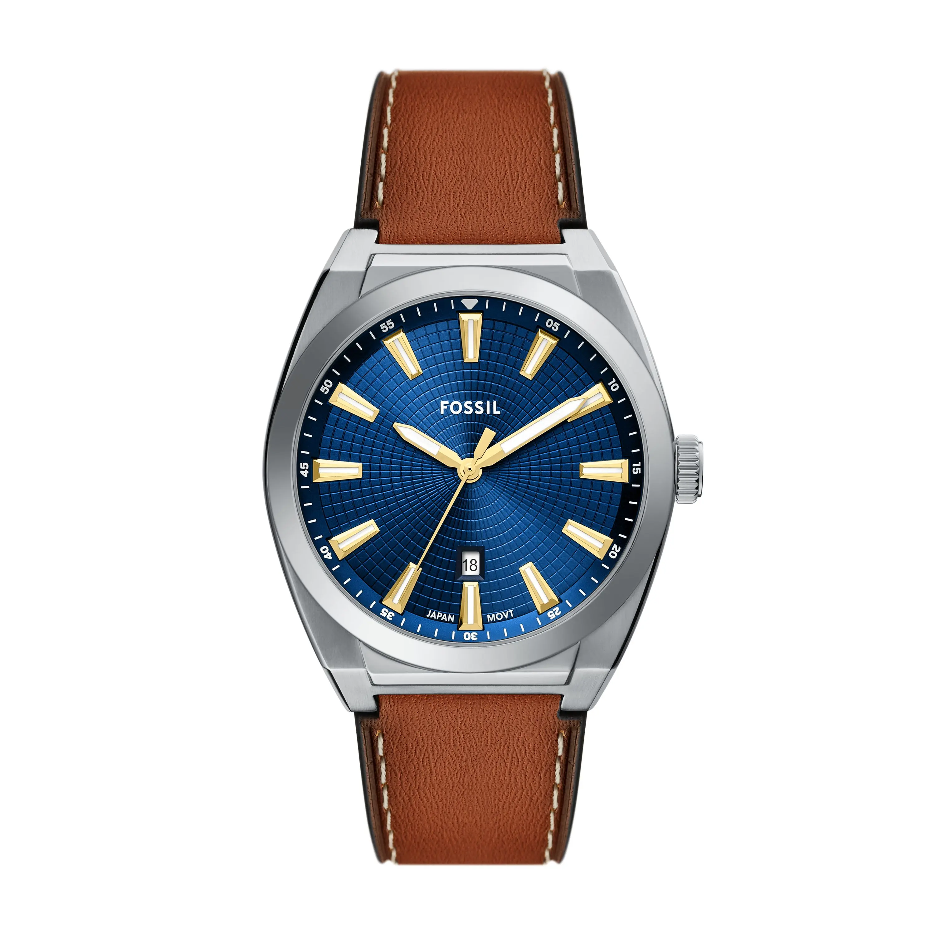 Fossil Men's Everett Three-Hand Date Brown Leather Watch