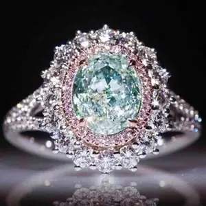 RING4U - Luxurious Silver Color Inlaid Pink Zircon Multicolour Stones Rings for Women Shining Engagement Wedding Rings Jewelry