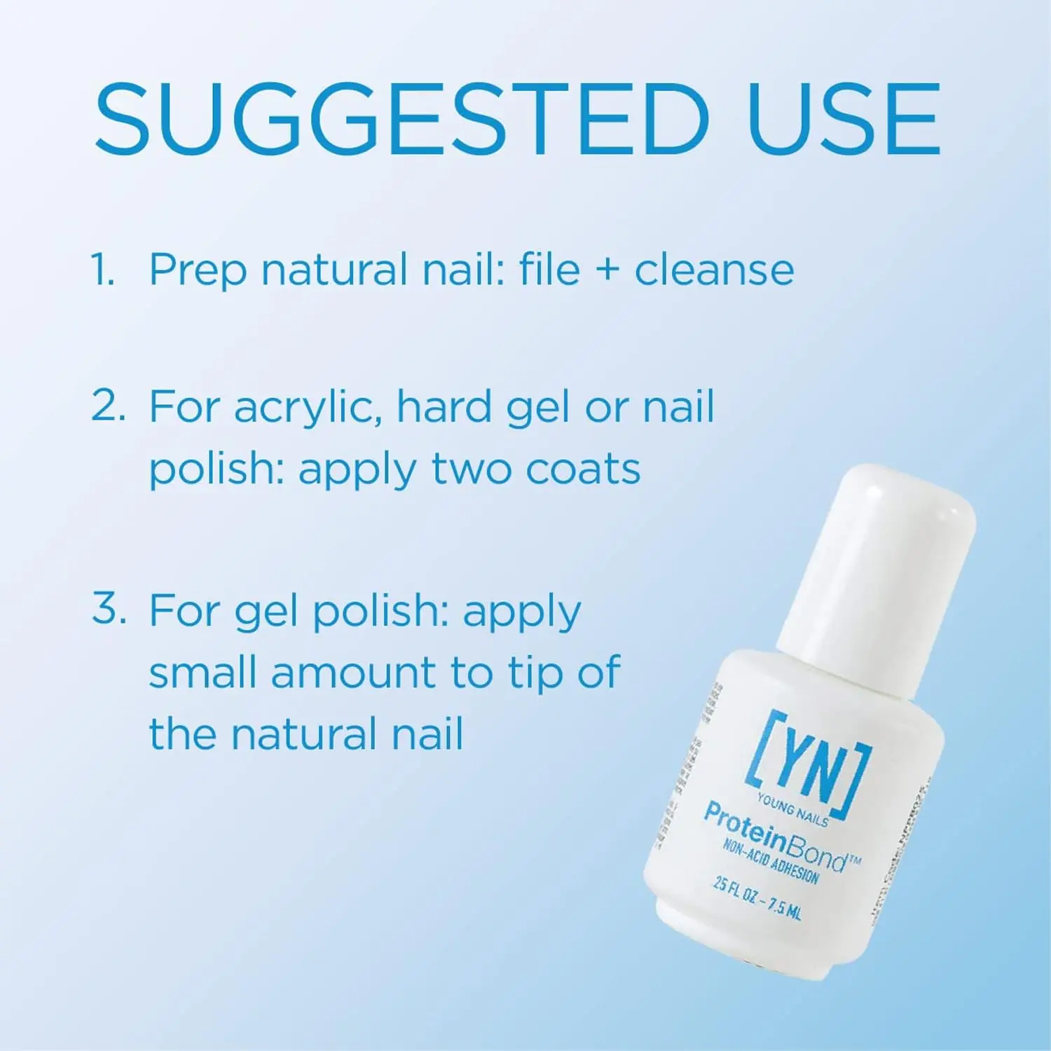 Young Nails Protein Bond - Non-Acidic Nail Primer, Enhanced Adhesion for Gel Polish & Acrylic, Nail Dehydrator, PH Bonder for Gel Nails, 0.5 oz