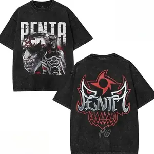 Vintage Washed Double Sided Penta Zero Miedo Luchador Collage Graphic Tee,Oversized Retro Lucha Libre Shirt,Y2K Mask Wrestler Short Sleeve For Wrestling Fans Unisex Relaxed Fit Stylish Streetwear