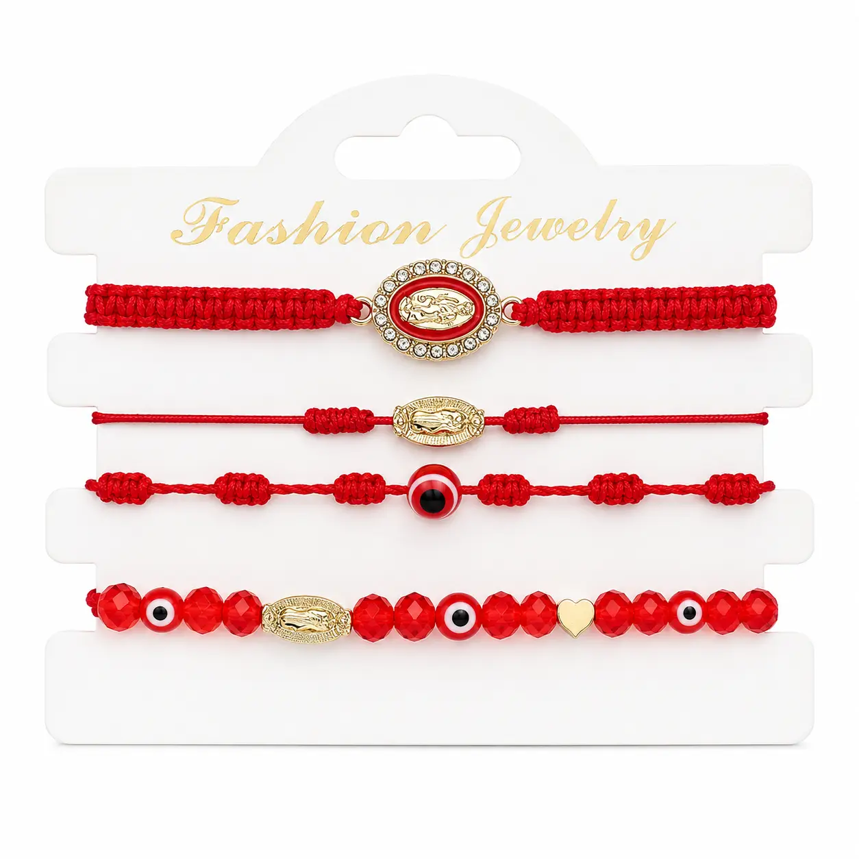 4 PCS 7 Knot Evil Eye Bracelet for Women & Men, Pink Braided String Lucky Protection Bracelet with Religious Amulet Charm, Adjustable Mexican Inspired Friendship Bracelet, Spiritual Jewelry Gift