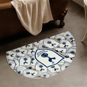 Tottenham Hotspur Fc Logo Half Round Rug, Soft Flannel with Non-Slip Base, Durable and Easy to Clean Mat for Fans in Hallway Kitchen Bedroom