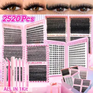 DIY False Eyelash Extension Kit, D Curl Design, Multiple Lengths, Fluffy Style, 16-18mm Thickness, Home Use, Non-Toxic, Eyelash Extensions Set