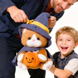 Wizard Cat Plush Stuffed Toy - Fluffy, Soft, Cuddly Halloween Gift for Kids, Ideal Holiday Present, Plush Stuffed Toys