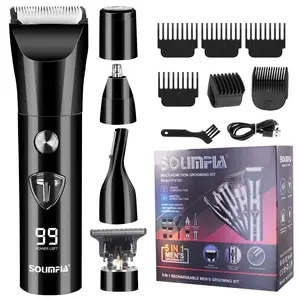 Solimpia 5-In-1 Electric Hair Clipper for Men, Electric Shaver Nose Hair Trimmer Brow Groomer with 6 Attachments, Perfect Christmas Gift Set