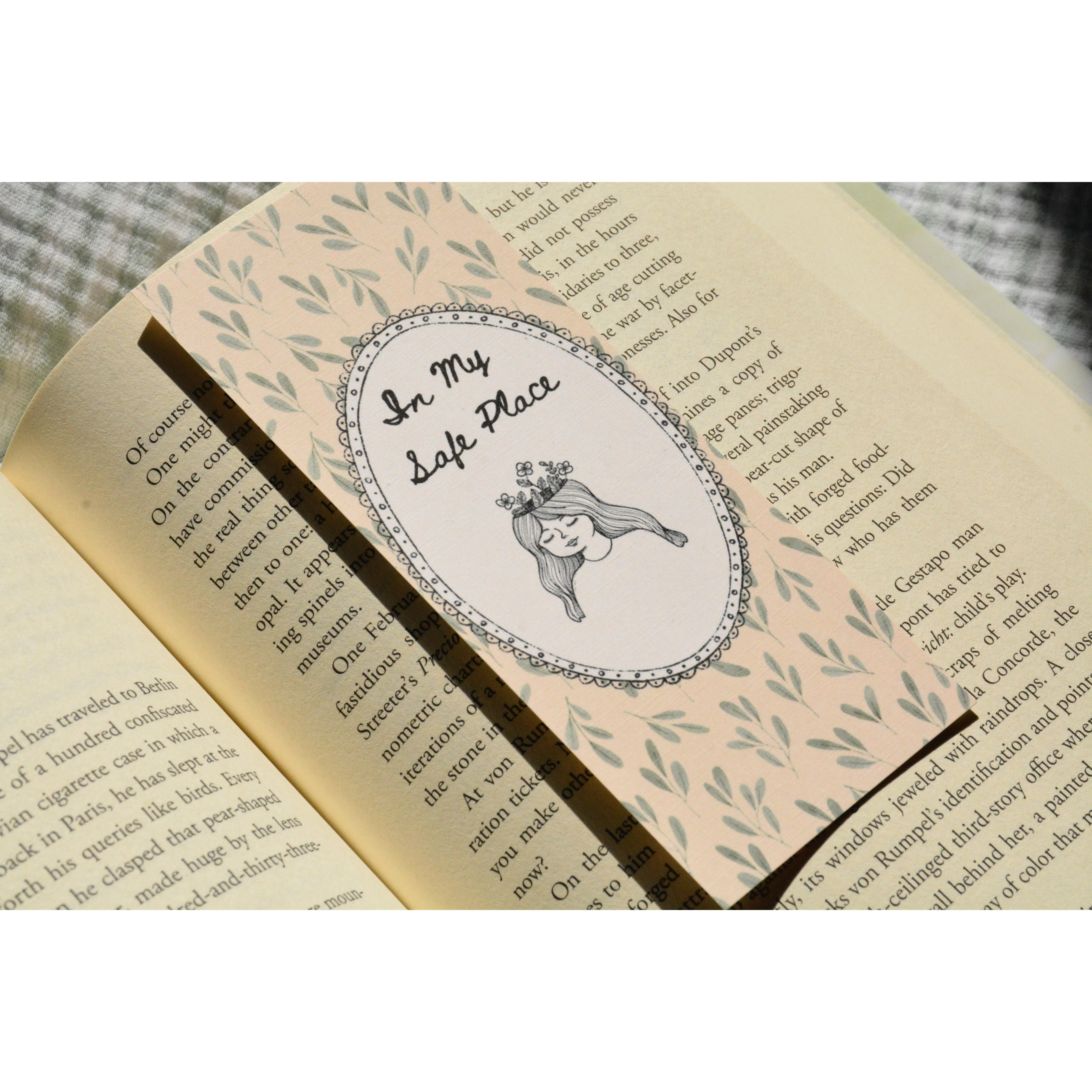 In My Safe Place Linen Bookmark | Double-Sided Book Lover Bookmark