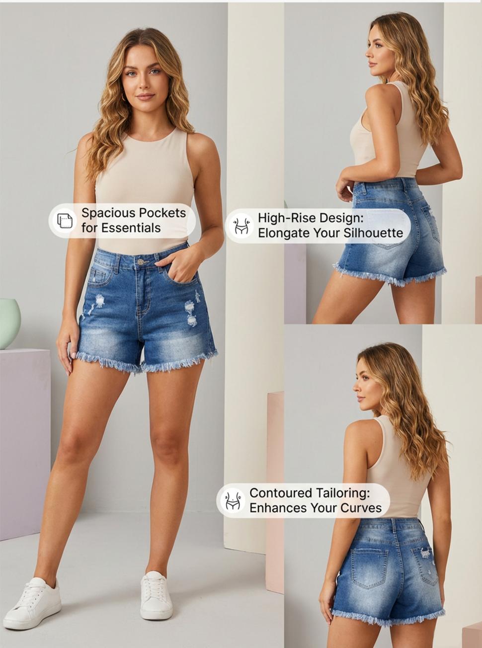 Yimoon Women's casual jeans Retro washed and frayed design, athletic stretch jeans 2026 New Model Streetwear stretch jeans Womenswear Yimoon Women's casual jeans Retro washed and frayed design, athletic stretch jeans 2026 New Model Streetwear stretch jeans Womenswear