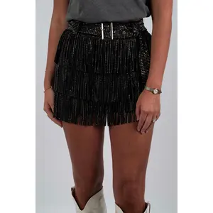 Eye Catcher Fringe Shorts (Black)