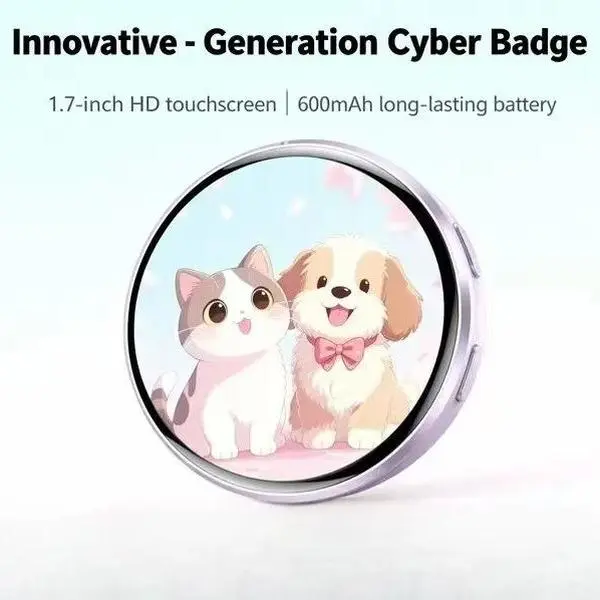 Customizable Electronic Digital Badge - Pixel Touchscreen, Lightweight Portable, Photo/Video/GIF Display, 2D Cartoon Anime Gaming Merch Collectible, Bluetooth Connectivity, Versatile Use, Birthday Gift Idea