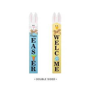 Glitzhome 42"H Double-Sided Wooden Easter WELCOME Porch Sign