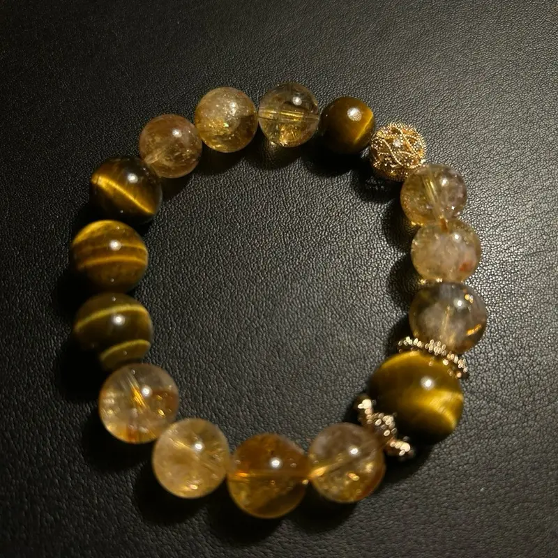 Natural Tiger eye+ Golden Rutilated Quartz