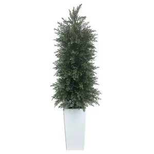 4ft Artificial Cedar cypress Tree  with pot, low-maintenance greenery, indoor & outdoor corner decor