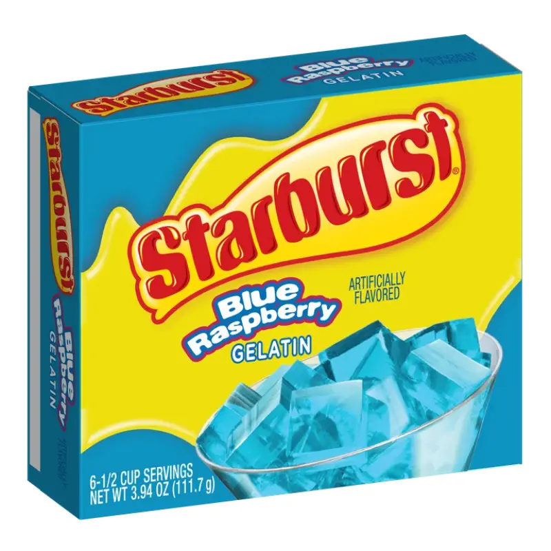 Starburst Blue Raspberry Tangy Gelatin Snacks - 12ct Bulk Party Pack, 3.94oz Sliced Fruit Gel Jello, Custard Puddings & Jelly Treat for Kids, Pantry Picnic Lunchbox Quick Refreshing Sweet Candy