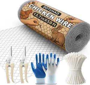 Chicken Wire, 13.7 in x 50 ft Garden Fence, Wire Mesh, Chicken Wires Fencing, Mesh Hexagonal Galvanized Metal Poultry Netting for Chicken Coop Rabbit Dogs Barrier (13.7 in x 50 ft)
