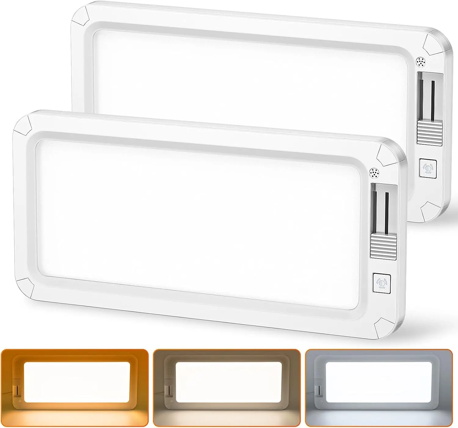 SEALIGHT RV Lights Interior 3 Color Dimmable LED RV Lights Fixtures 12V Camper Light 1500LM Warm & Cool Natural White (Pack of 2)
