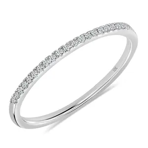 Dazzlingrock Collection 0.08 Cttw Round White Diamond Minimalist Stackable Wedding Band for Women in 10K Solid White Gold, Size 8