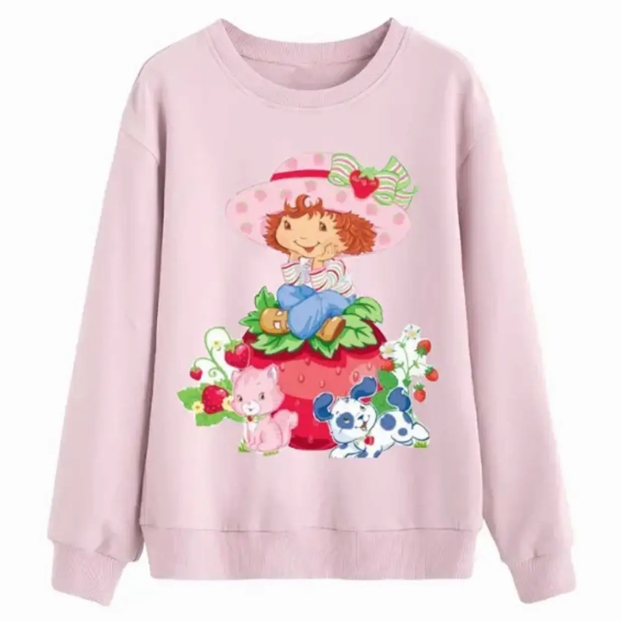 Cute Strawberry Graphic Sweatshirt Retro Fruit Lover Pullover Crewneck Cozy Casual Outfit Women & Men Gift for Strawberry Lovers