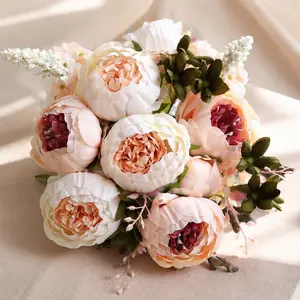 High Simulation Peony Ball Floral Arrangement Set, Wedding Party Home Decor, Ins Style Fake Flower for Christmas Halloween Festive Bouquet, Dining Table Centerpiece, Mother's Day Gift, Artificial Flower Decor, Party Decoration Arrangement