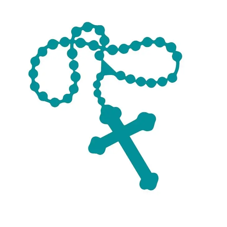 Catholic Rosary Cross Jesus Maria Vinyl Decal Sticker UV & Waterproof Bumper Window Laptop Automotive Water Bottle Gift accessories – TEAL 5"