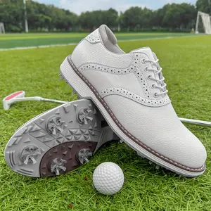 Men'S Golf Shoes, Professional Anti-Slip Comfort, Large Size 39-48, Sports Casual Style, Faux Upper, Rubber Sole, Breathable Fabric Lining, Lace-Up Closure, All-Season Outdoor Sports Footwear