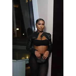 IT GIRL JACKET - Stylish Black Leather Jacket with Cut-Out Design for Women's Fashion