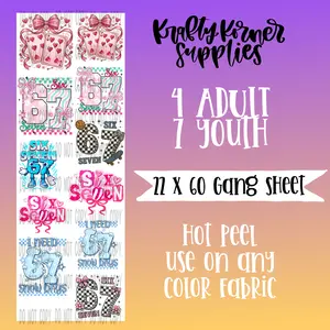 67 DTF Transfer Gang Sheet, 22 x 60