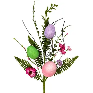 David Christopher Glitz Easter Egg Wildflower Spray 21"