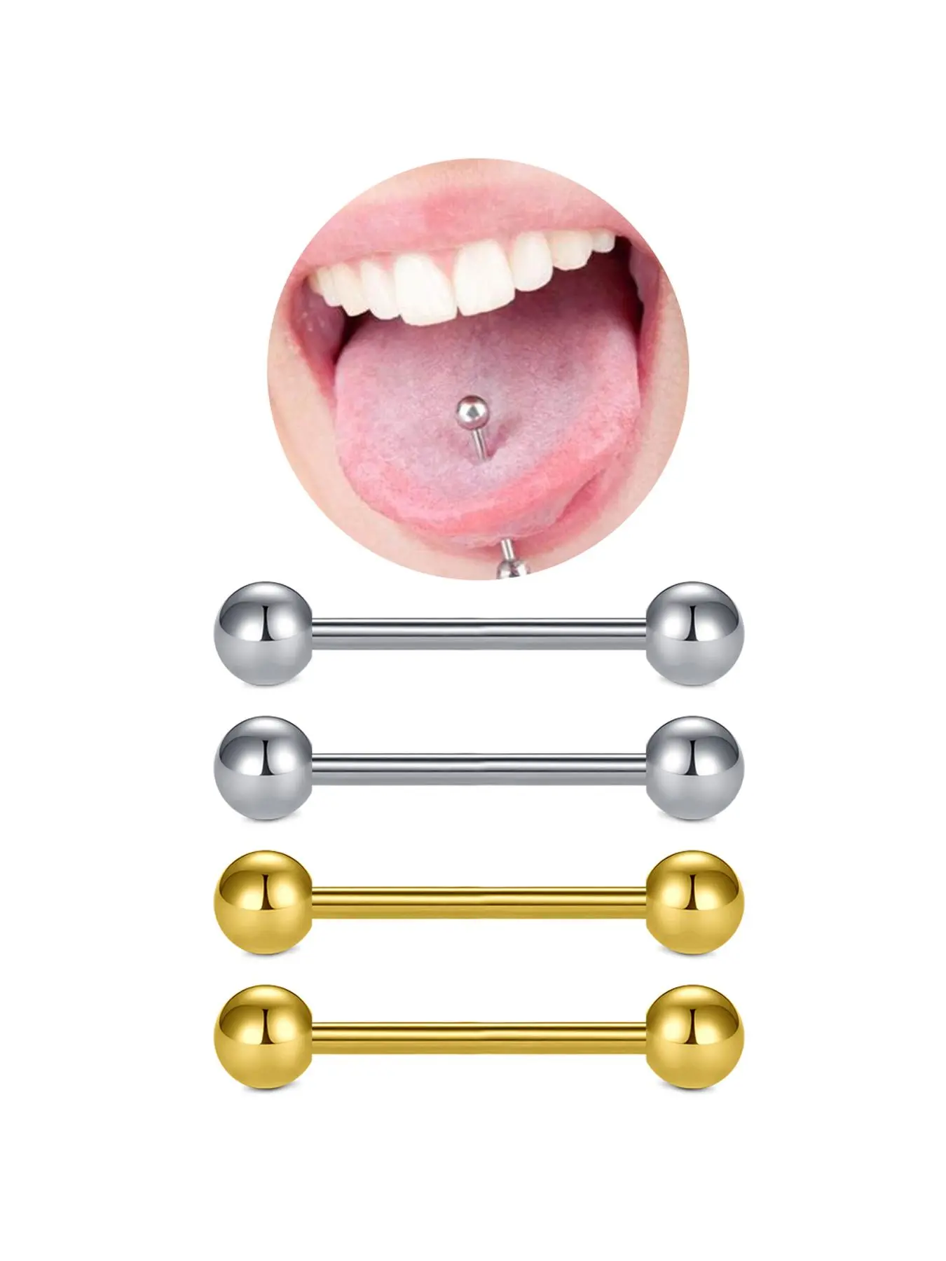 Stainless Steel Tongue Ring, Punk Style Nipple Ring, Body Piercing Jewelry, Body Jewellery for Women & Men, Trendy All-match & Exquisite Jewelry for Birthday Gift, Pierced, Body Piercings Set