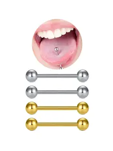 Stainless Steel Tongue Ring, Punk Style Nipple Ring, Body Piercing Jewelry for Women & Men, Trendy All-match & Exquisite Jewelry for Birthday Gift, Pierced, Body Piercings Set