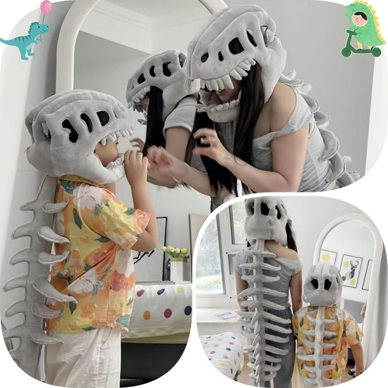 3D Realistic Dinosaur Skeleton Costume Full Body Plush Suit - T-Rex Velociraptor Cosplay for Kids Teens Adults Halloween Christmas Party, Gift, Photoshoot, Role Play