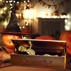 Halloween Skeleton Decoration with Music & LED Lights, Motion Sensor Activated, Battery Operated, Indoor Party Decor
