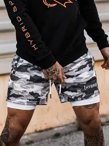 Men's Camo Gym Shorts, Quick-Dry Mesh Fabric, Dual-Layer Anti-Scratch Design, Breathable Sweat-Wicking, Basketball Running Fitness