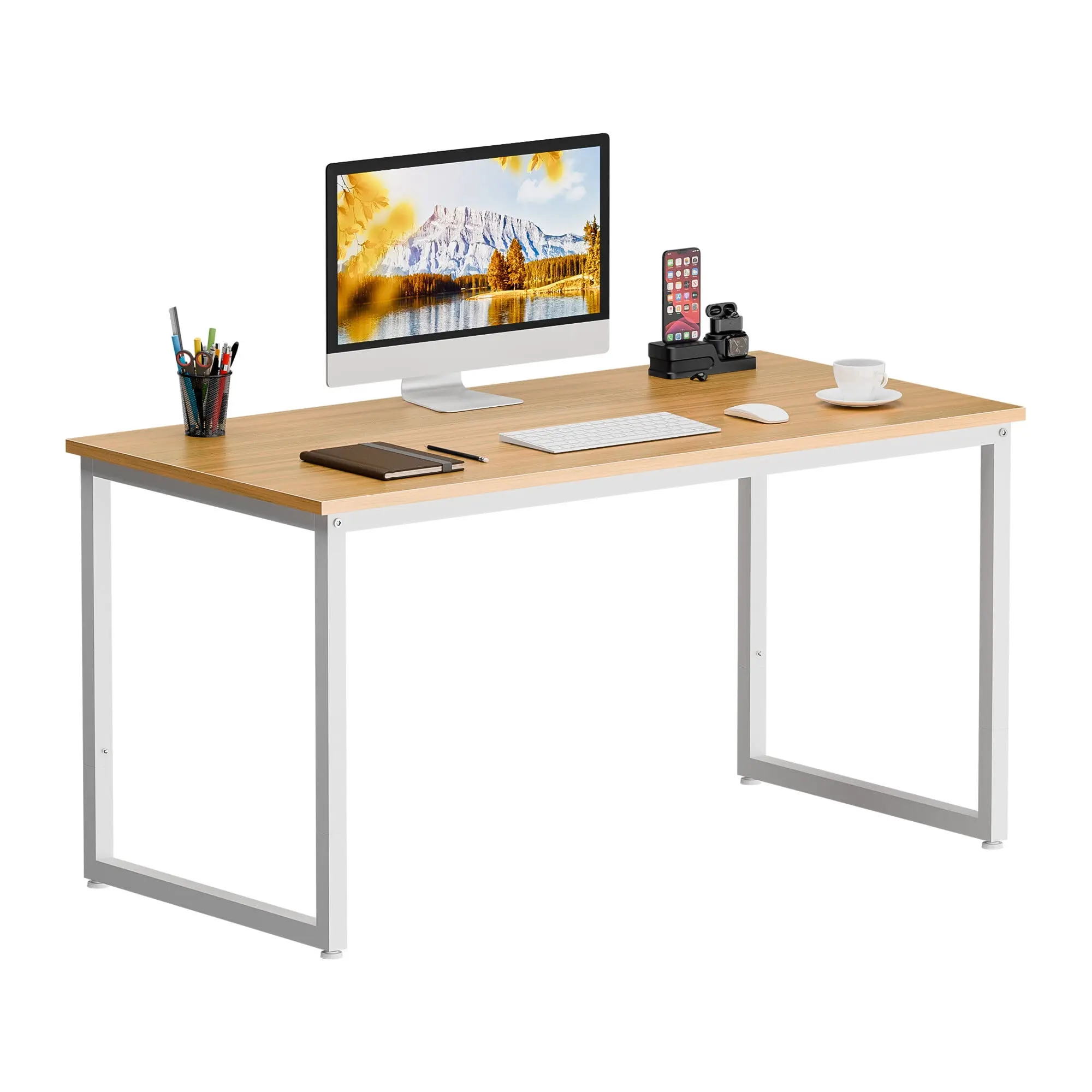 Segawe 47" Sturdy Computer Desk - Metal Frame Modern Rectangular Home Office Desk, Natural Finish for Workplace Studio, Home Office Desks,summerwins