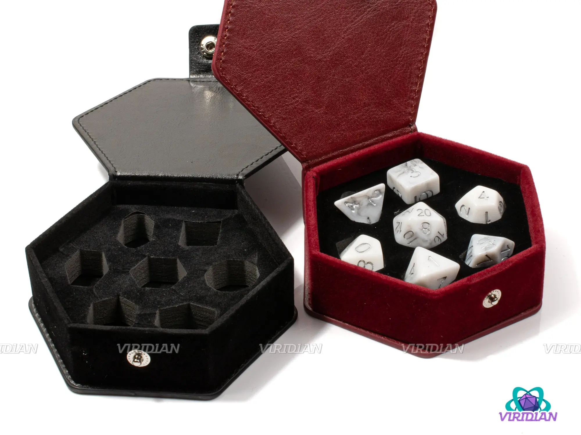 Hexagonal Dice Vault | Dice Storage, Faux Leather Box | DnD, RPG Games, TTRPG