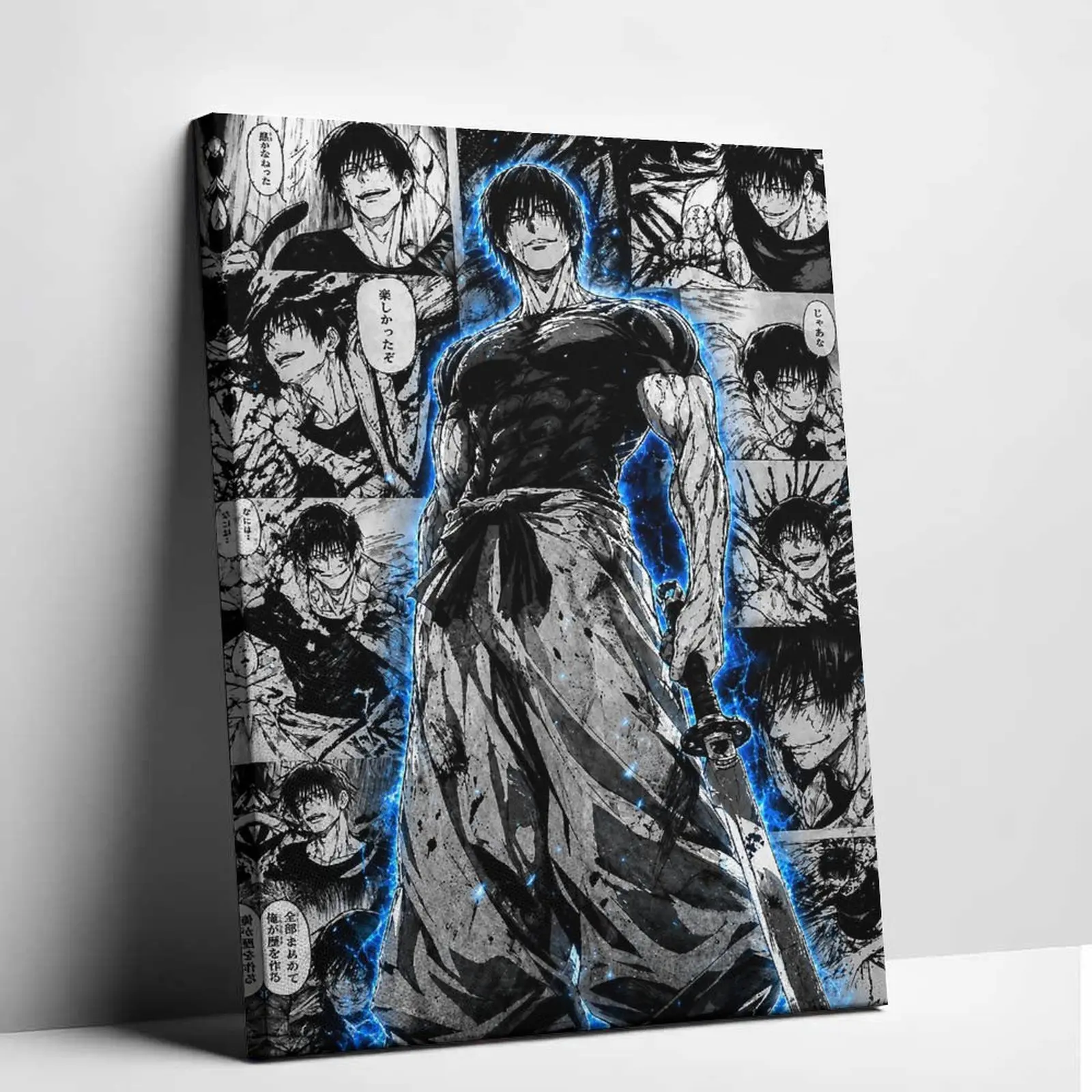 Dark Anime Warrior Poster Canvas Wall Art, Manga Character Artwork, Samurai Fighter Wall Decor, Japanese Anime Room Decoration, Gaming Room Poster