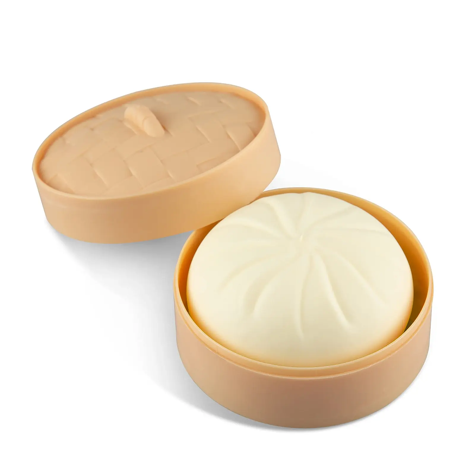 FunPress White Dumpling Squishy - Kawaii Food-Shaped TPR Safe Stress Relief Fidgeting Item with Happy Faces, Slow-Rising Soft Sensory Unisex Oddly Satisfying Pick for Ages 18+, Easter Egg Hunt Party Favors