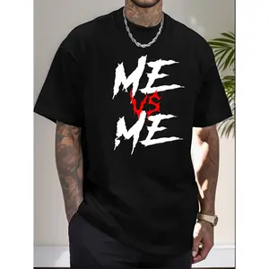 Casual Short Sleeve T-Shirt For Summer, ME Print Tee Shirt, Tees For Men