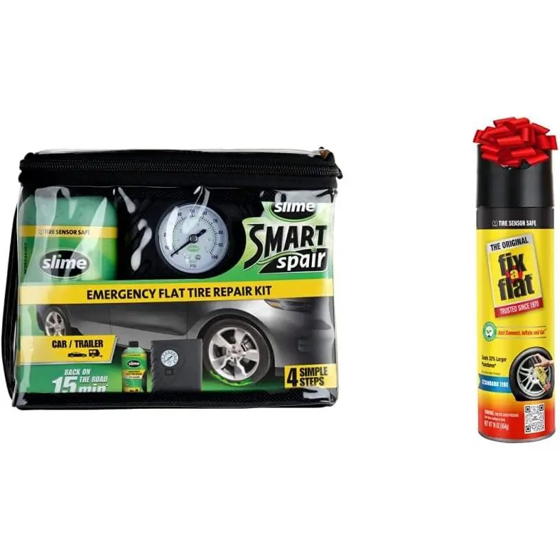 Smart Spair Emergency Tire Repair Kit with  Aerosol Tire Inflator