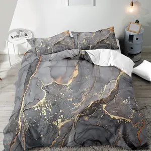 Marble Pattern Bedding Set, 2/3 Counts/set Including 1 Count Duvet Cover & 1/2 Counts Pillowcase, Soft Comfortable Bedding Set for Home Bedroom, Bed Sets